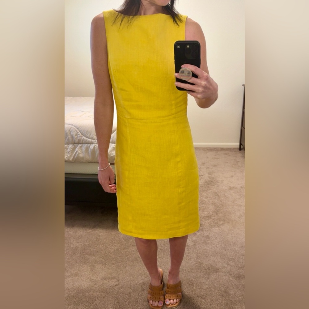 Gray Aspen 100% Linen Yellow Mini Dress Size 4